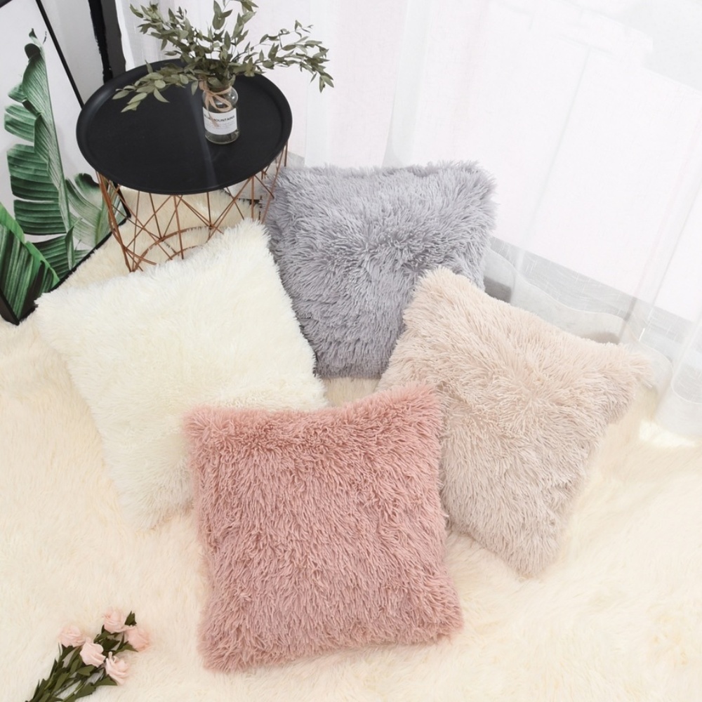 Luxe Plush Furry Pillow Cover Home Decor  - 4 colors